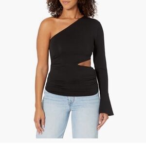 The Drop One-Shoulder Black Top